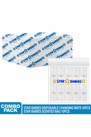 Star Babies - Disposable Changing Mat with Scented Bag - 10pcs - White