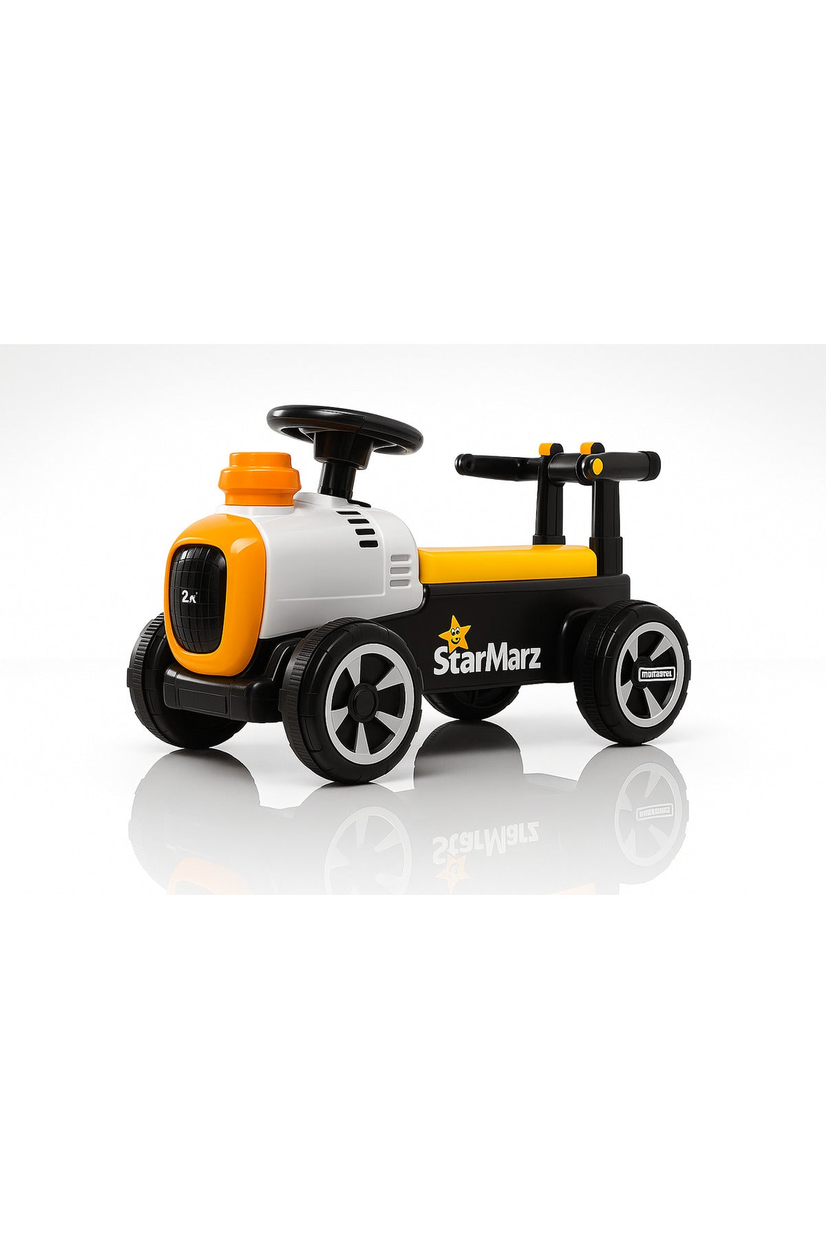StarMarz Tractor Ride-On Car – Foot-to-Floor Baby Push Tractor with Steering Wheel, Rear Handle & Smooth Wheels – Indoor/Outdoor Toddler Ride-On Toy (1–4 Years) – Yellow & Black