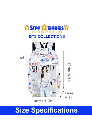 Star Babies - School Backpack With Stainless Steel Water Bottle 500ml - White/Silver