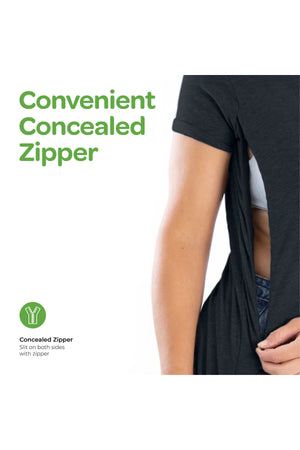 MOON Organic Dual Sided Zippered feeding T-Shirts for Moms ,Easy and Rapid Breastfeeding – Grey