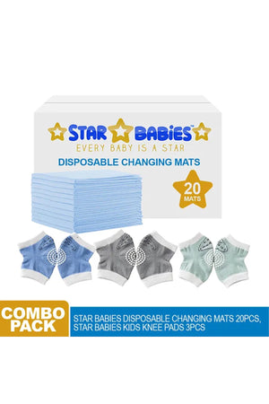 Star Babies - Changing Mat 20pcs with Baby Knee Pads 3pcs
