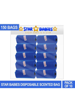 Star Babies - Disposable Scented Bag Pack of 10/150 Bags - Navy Blue