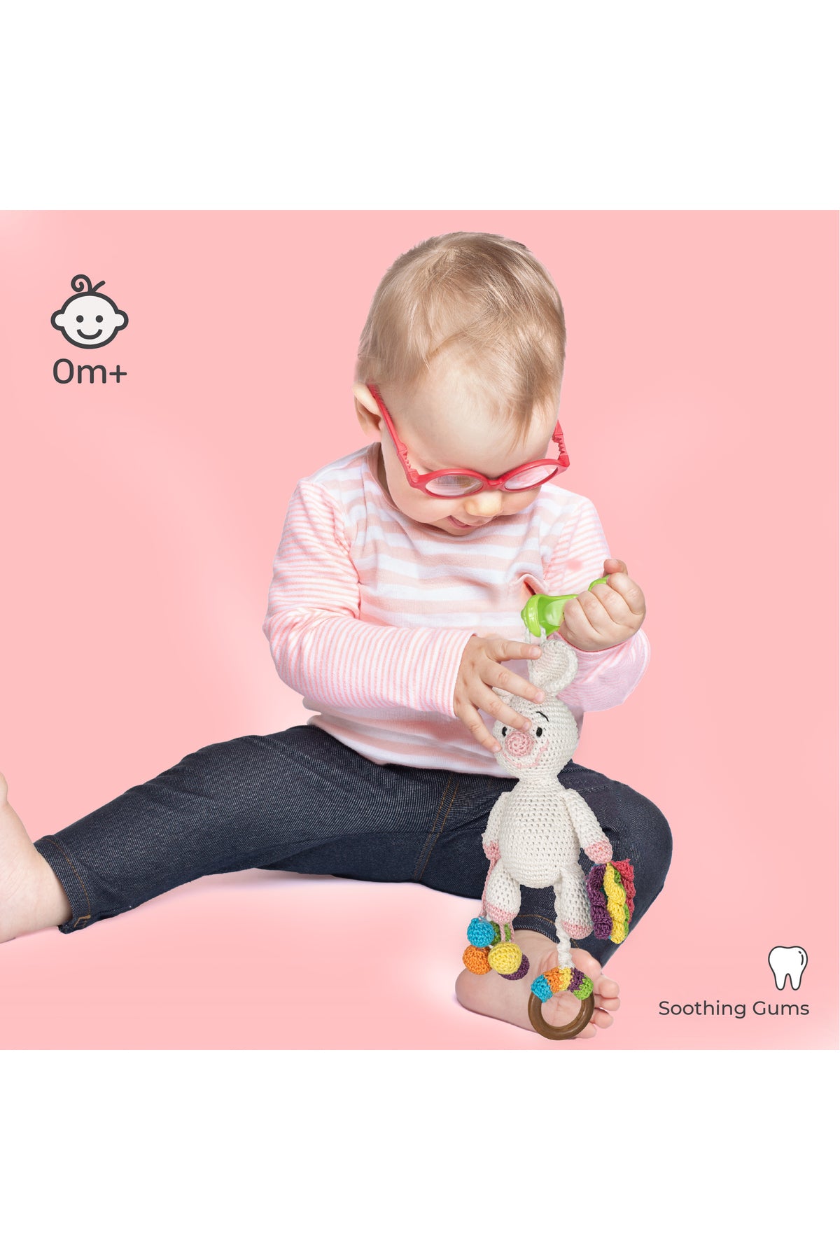 MOON Handcrafted Crochet Toy with Cuddle Ring & Clip Hanger-Bunny