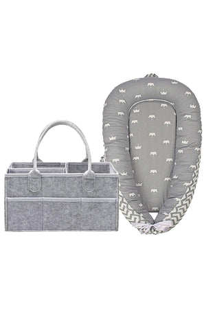 Star Babies Portable Lounger Sleeping Pod - Grey Stripe With Caddy Stripe - Grey