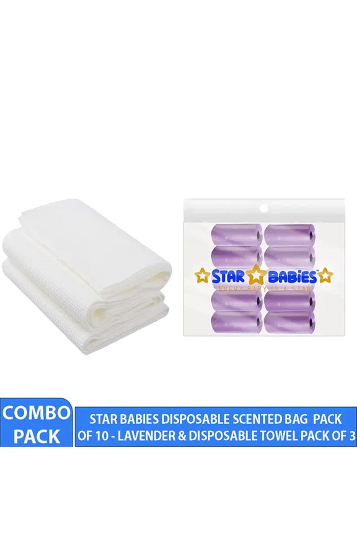 Star Babies - Scented Nappy Bag 10pcs with Disposable Towel 3pcs - Black