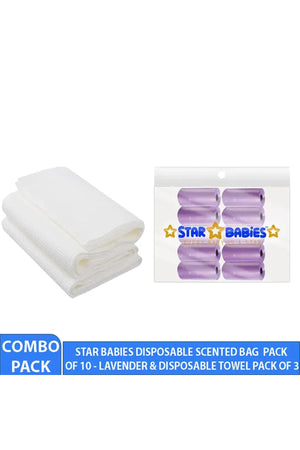Star Babies - Scented Nappy Bag 10pcs with Disposable Towel 3pcs - Black