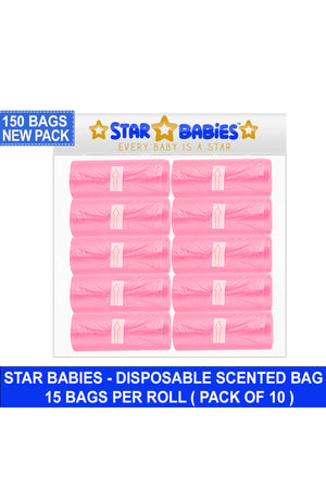 Star Babies - Scented Nappy Bags - Pink - Pack of 10 - 150 Pcs