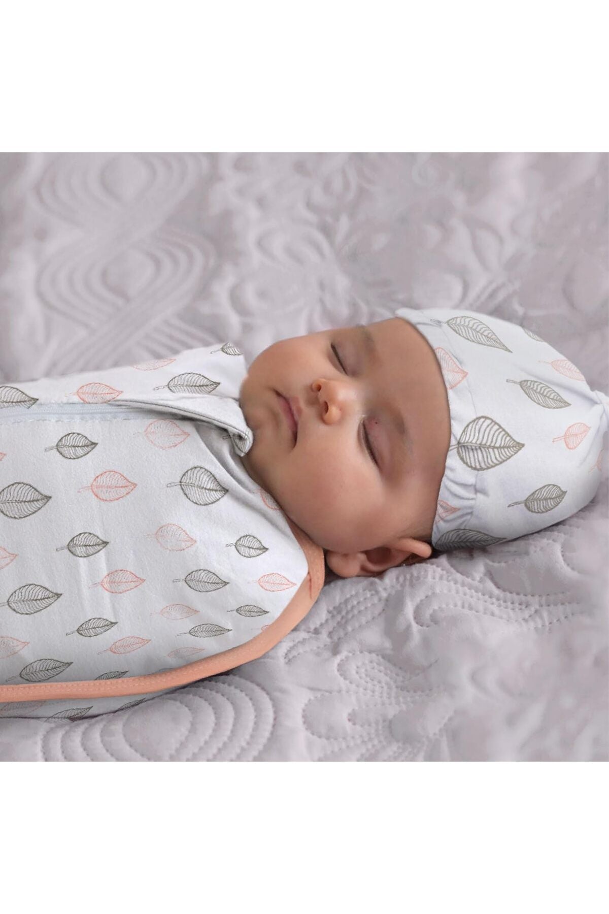 MOON Swaddle Pods with Beanie - Pack of 2, Front Two-Way Zippered -Orange and Forest Print