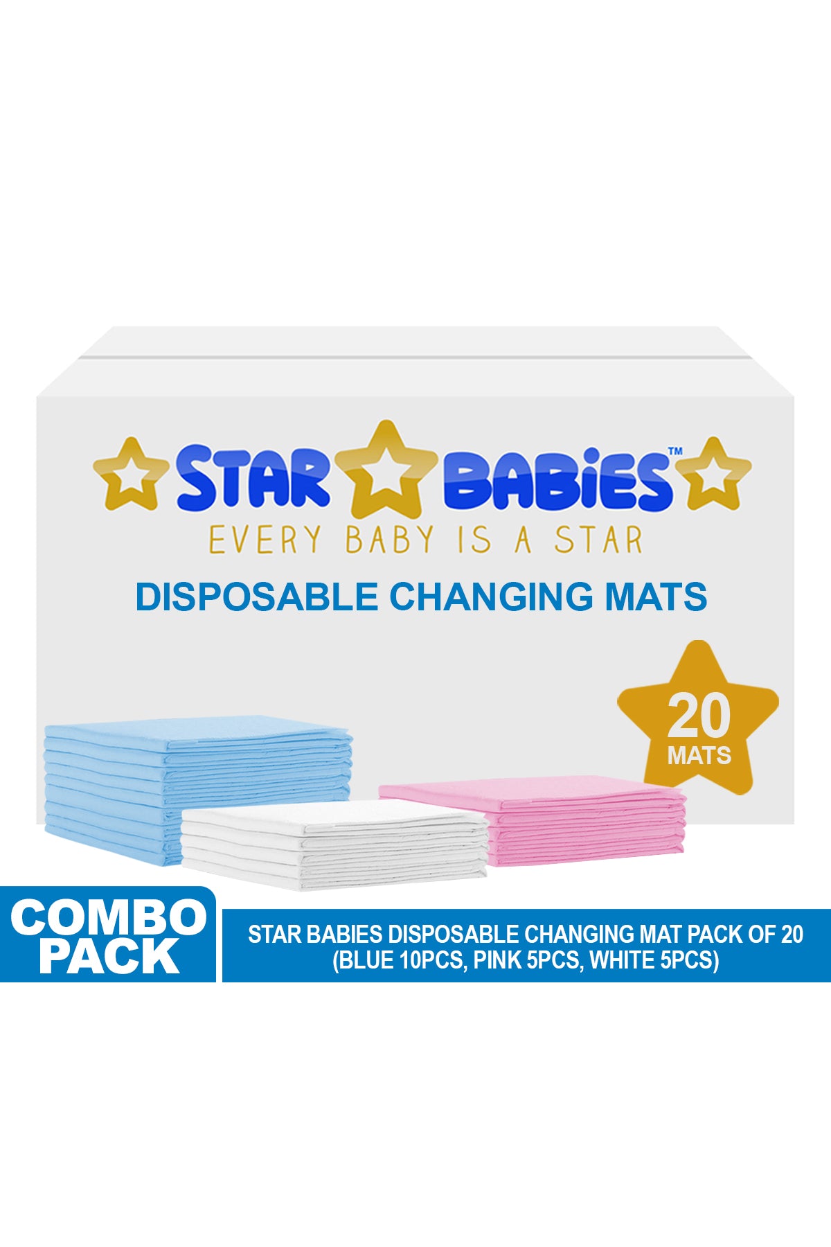 Star Babies Disposable Changing Mats - 20 Pieces