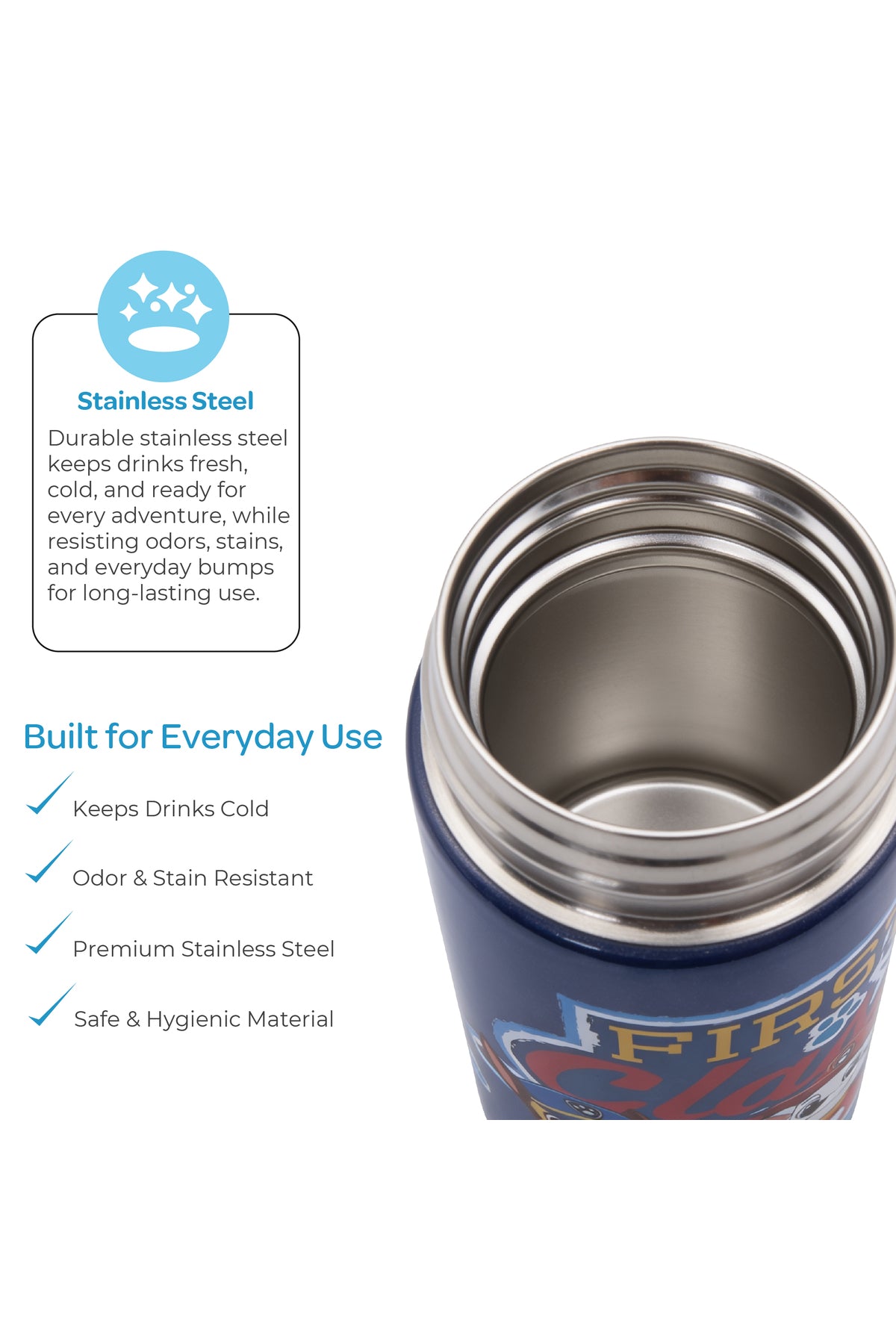 MOON Licensed Paw Patrol Kids Water Bottle with Mist Spray Nozzle Stainless Steel Bottle for Boys & Girls | School, Outdoor, Camping, Hiking | Spill-Proof Carry Loop | Ideal for Summers and Winters