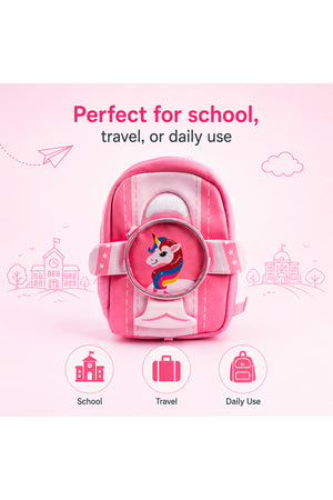 Cocobee Aeroplane Style Unicorn Printed Backpack For Girls – Pink- 16.5 inch