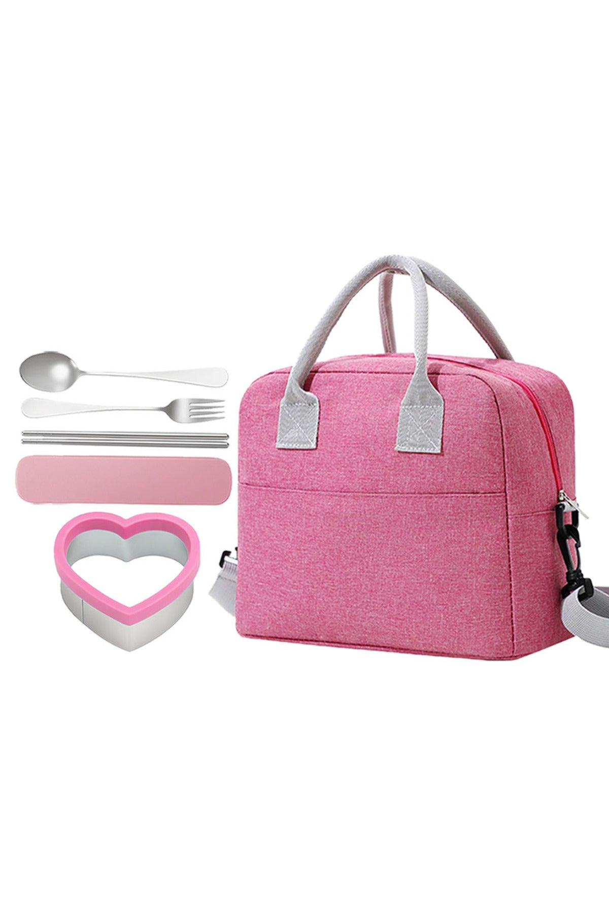 Star Babies Insulated Lunch bag, Sandwich Cutter, fork and spoon set- Pink