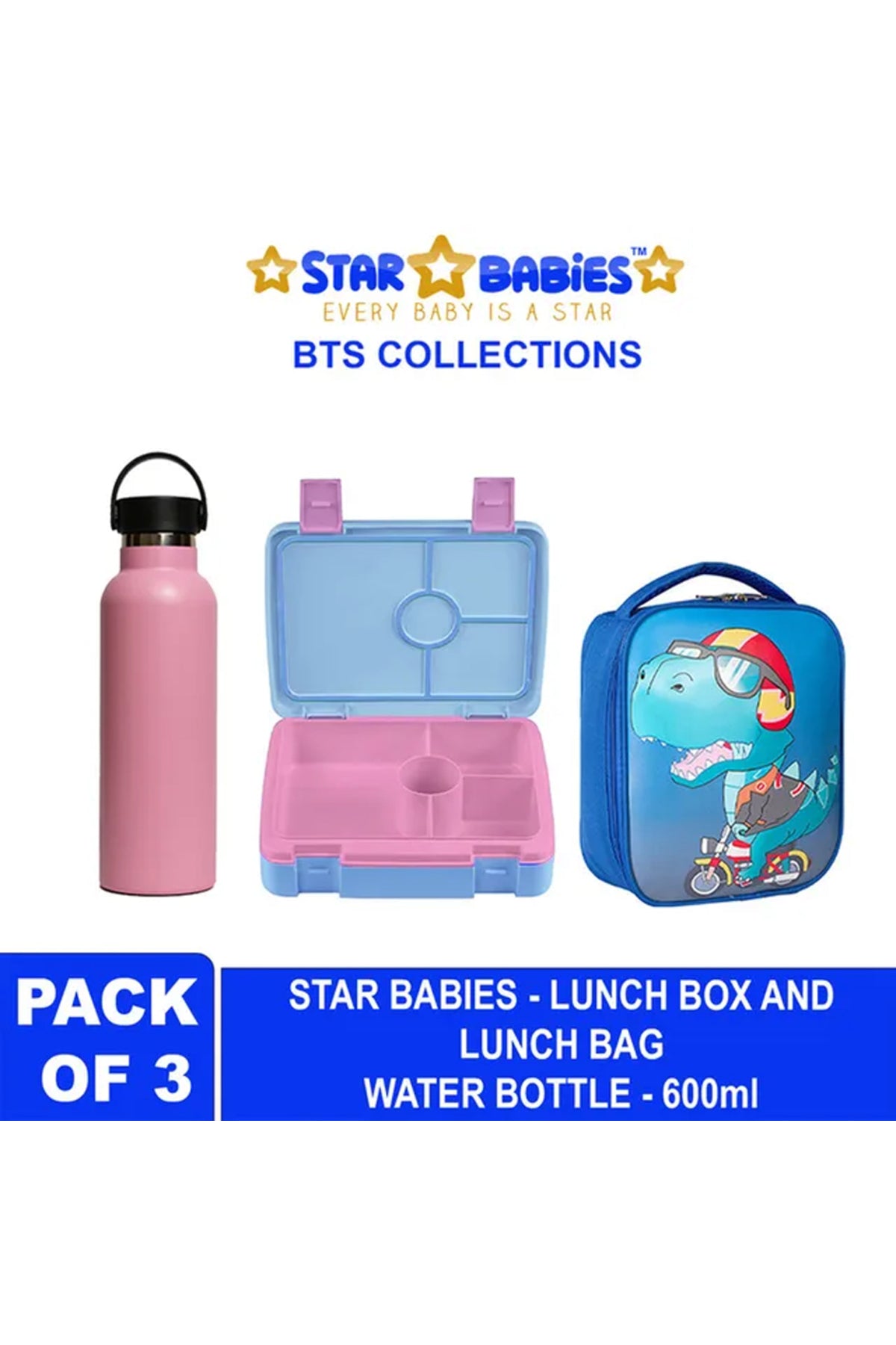 Star Babies - Back To School Bundle - Pack of 3 - Dino - Pink/Blue