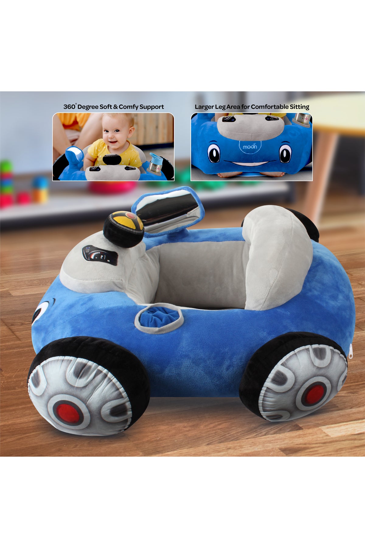 MOON Fluffi Portable Cushion Seat for Babies -Blue
