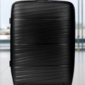 W.O.K 28" Lightweight Hard Shell Cabin Trolley – Polypropylene Luggage With Spinner Wheels & Number Lock – Black