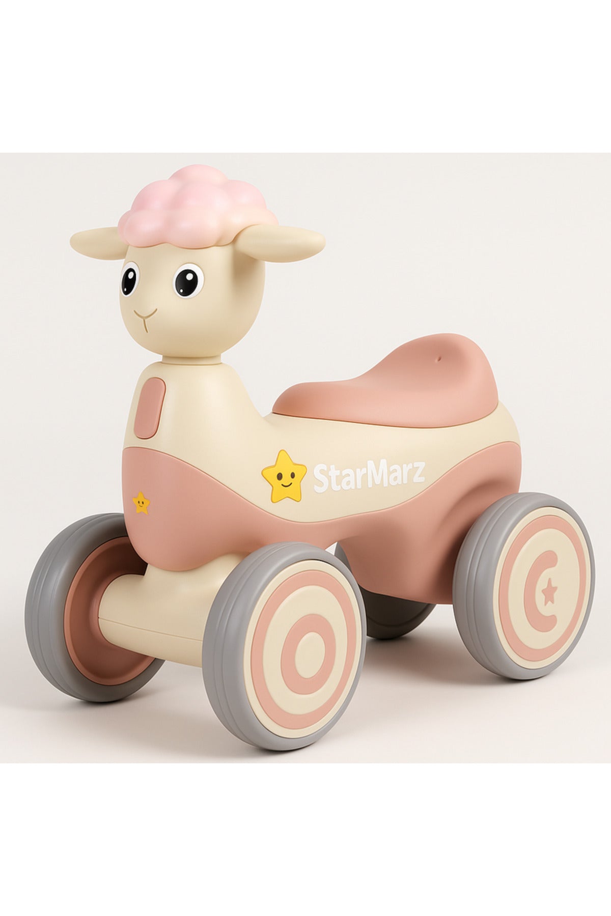 StarMarz Musical Animal Ride-On for Toddlers, Cute Sheep Design with Lights & Music, Smooth Wheels, Indoor Baby Ride-On Toy for Kids 1–4 Years - Pink