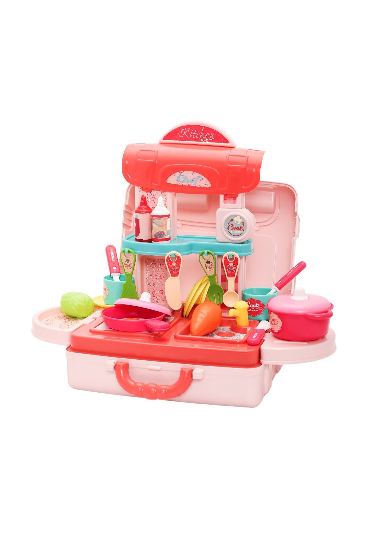 Urban Tots Briefcase Kitchen Set: Adorable Kitchen Play Set With Essential Tools & Accessories-Multicolor