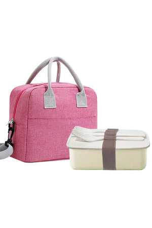 Star Babies Insulated Lunch Bag with Organic Lunch Box and Cutlery -Pink