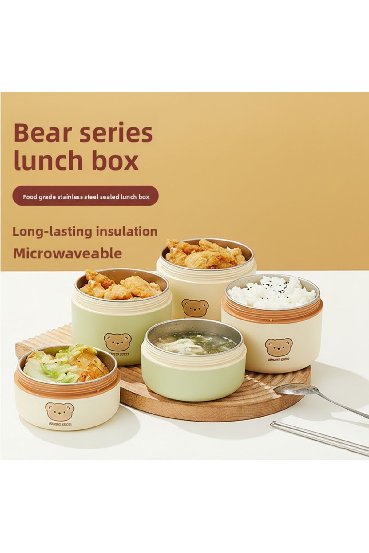Star Babies Portable 304 Stainless Steel ,Microwave Safe Insulated Lunch Box /Food jar 400ml.