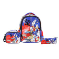 MOON Licensed SONIC THE HEDGEHOG 3 in 1 kids Backpack Set -- (16-Inch) Premium Kids School Bag with Lunch Bag & Pencil Case- Red&Blue