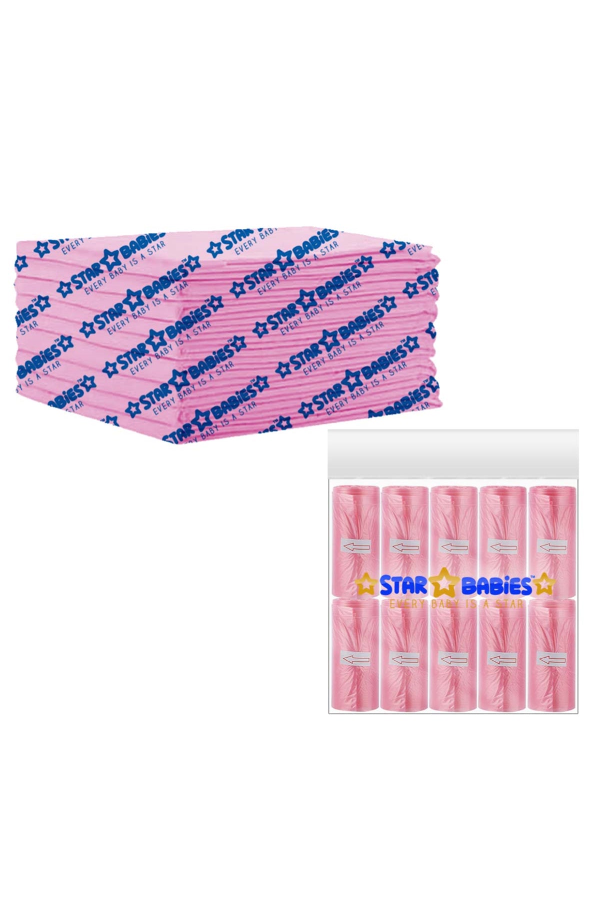Star Babies - Disposable Changing Mat with Scented Bag - 10pcs - Pink