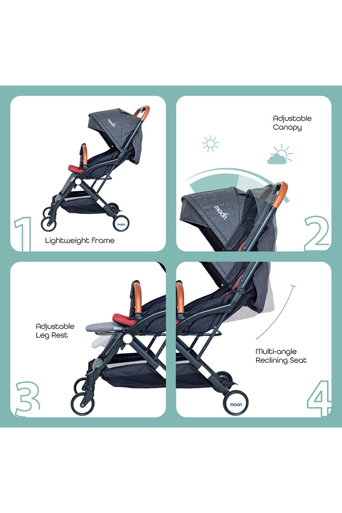 MOON Ritzi - Cabin Stroller - Black/Red