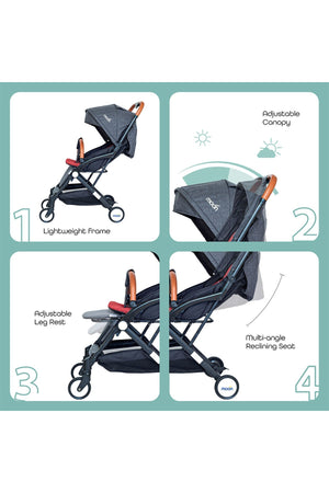 MOON Ritzi - Cabin Stroller - Black/Red