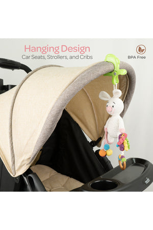 MOON Handcrafted Crochet Toy with Cuddle Ring & Clip Hanger-Bunny
