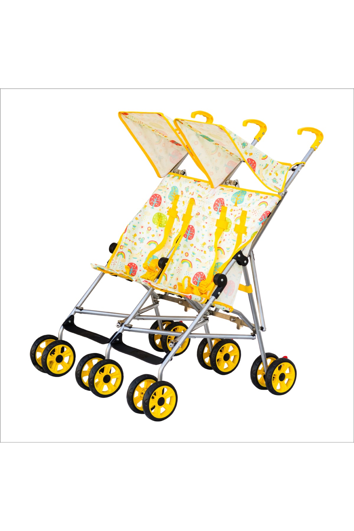MOON Jet Plus Twin Buggy Lightweight Travel strollers -Umbrella Fold- up to 30Kg,6m+ - Yellow