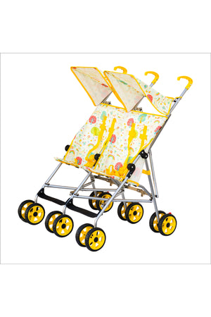 MOON Jet Plus Twin Buggy Lightweight Travel strollers -Umbrella Fold- up to 30Kg,6m+ - Yellow