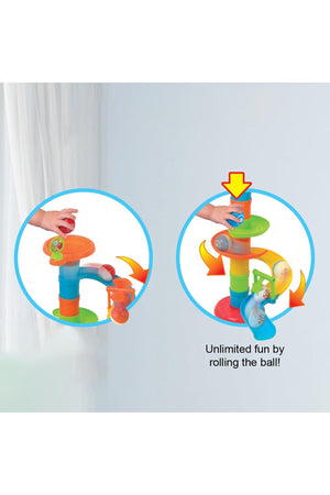 Little Learner Roll 'N Pop Tower - 30-Piece Ball Rolling Set for Toddlers | Encourages Eye-Hand Coordination - 21”/54cm Height