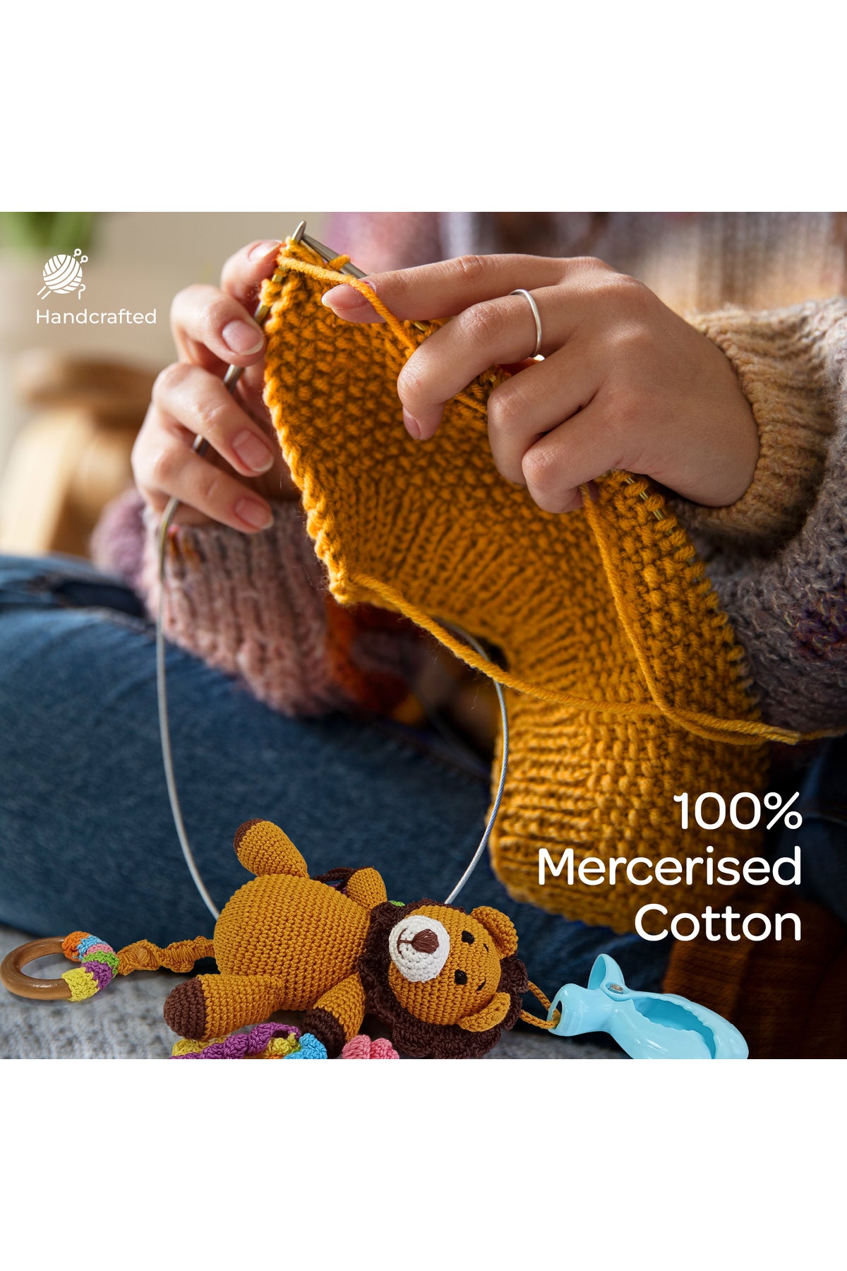 MOON Handcrafted Crochet  Toy with Ring & Clip Hanger-Tiger