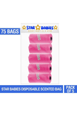 Star Babies - Scented Nappy Bag Pack of 5/75 Bags - Pink