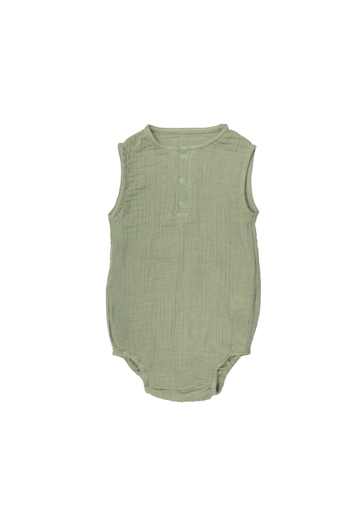 MOON Organic Crinkle Muslin Onesie (18-24 Months)-Green