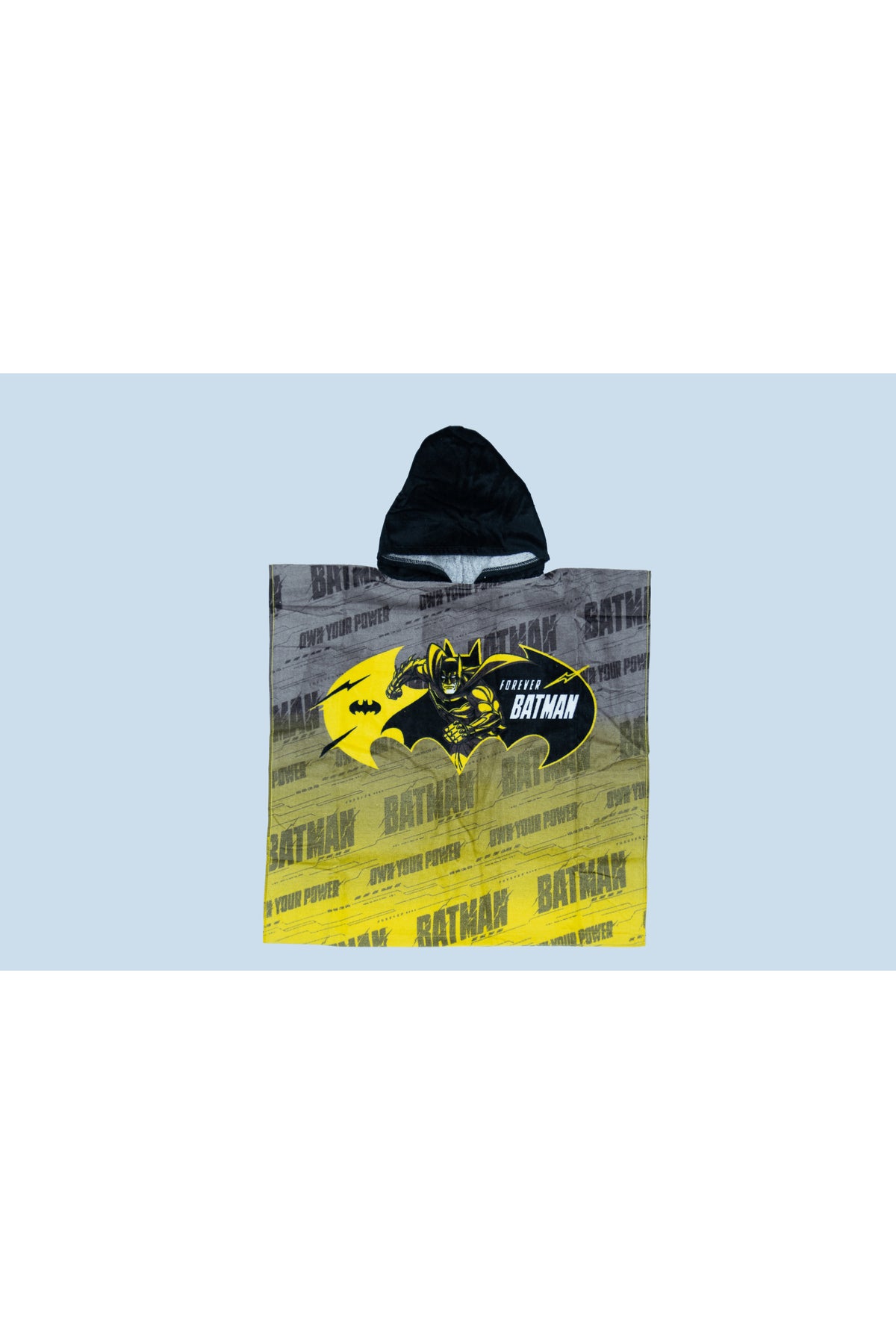 Batman Kids Poncho Towel- Soft & Absorbent Hooded Bath Towel For Boys – Black
