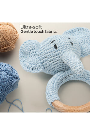 MOON Handcrafted Crochet Ring Rattle Toy-Elephant