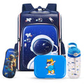 Cocobee-Stylish Astronaut Print Backpack, Adjustable Strap, Secure Zip, 14.9 Inches – Blue +  Pencil Case +   Ocean Tritan Water Bottle 480ml – BPA-Free + Bento Lunch Box 765ml