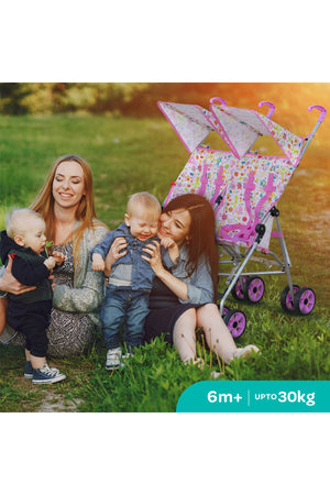 MOON Jet Plus  Twin Buggy Lightweight Travel strollers -Umbrella Fold- up to 30Kg,6m+ -Pink