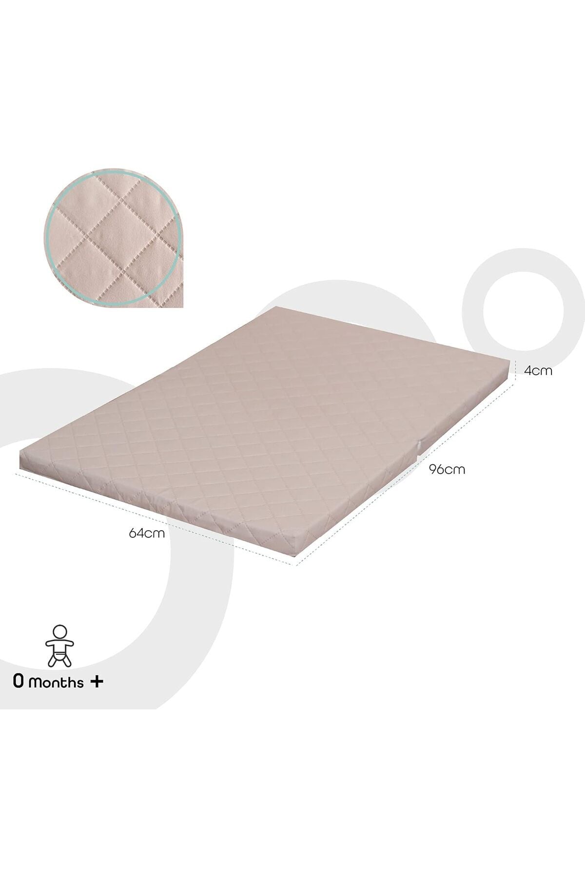 MOON  Two fold Travel Cot Mattress - Beige