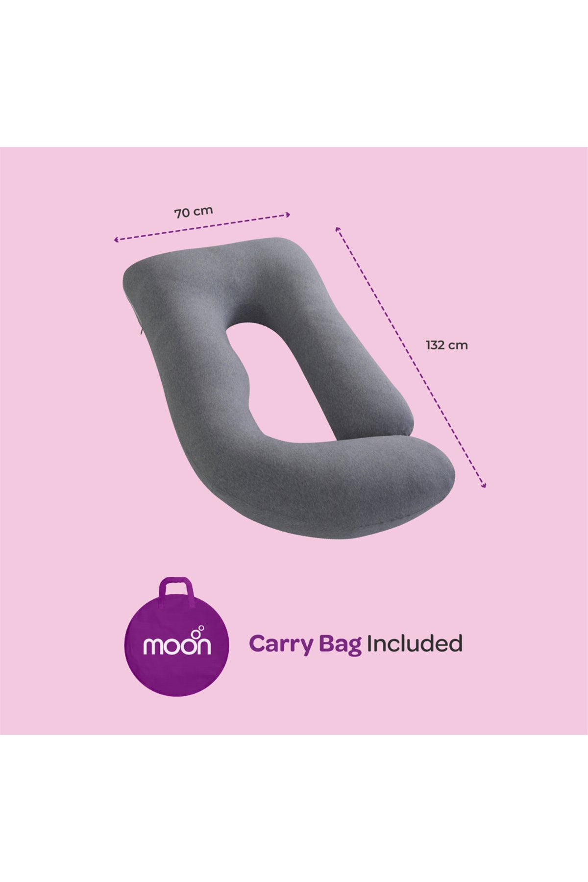 MOON Organic U Shaped Pregnancy Pillow - Grey
