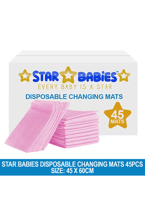 Star Babies Disposable Changing mat Large (45 x 60cm) Pack of 45 - Pink