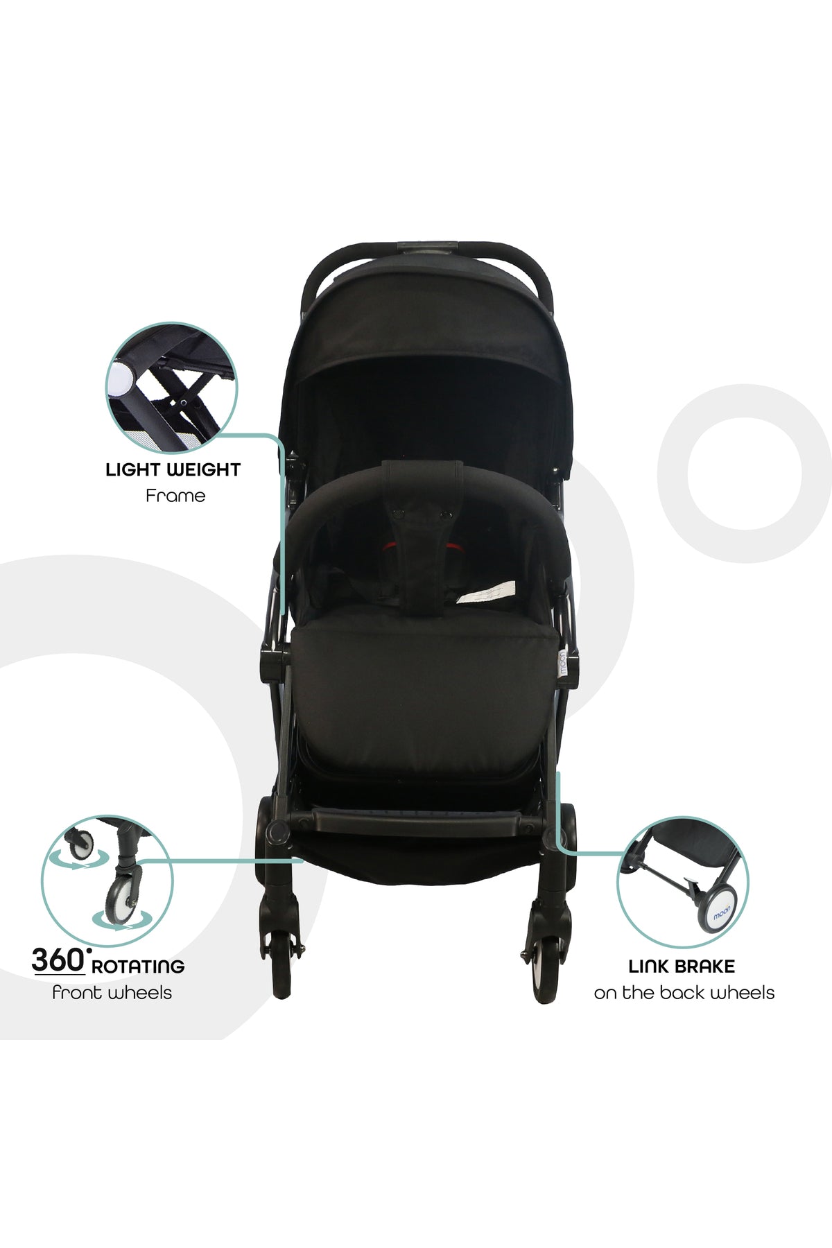 MOON Travel-Lite  - Cabin Stroller,Black