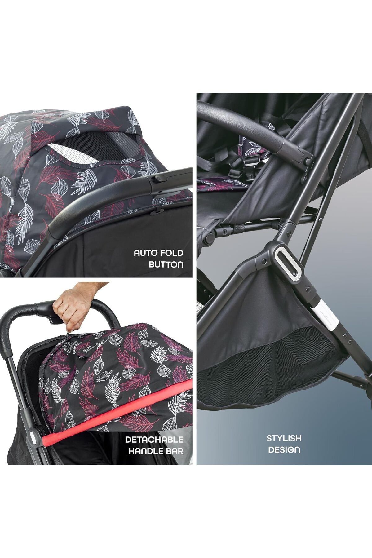 MOON Pronto Autofold stroller -Leaf Pattern