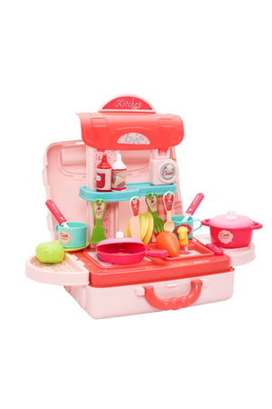 Urban Tots Briefcase Kitchen Set: Adorable Kitchen Play Set With Essential Tools & Accessories-Multicolor