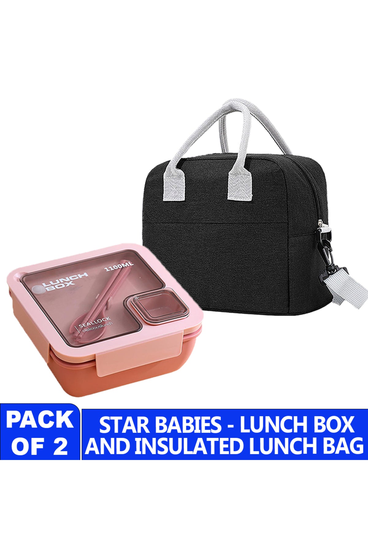 Star Babies Insulated Lunch Bag with Lunch Box- Pink