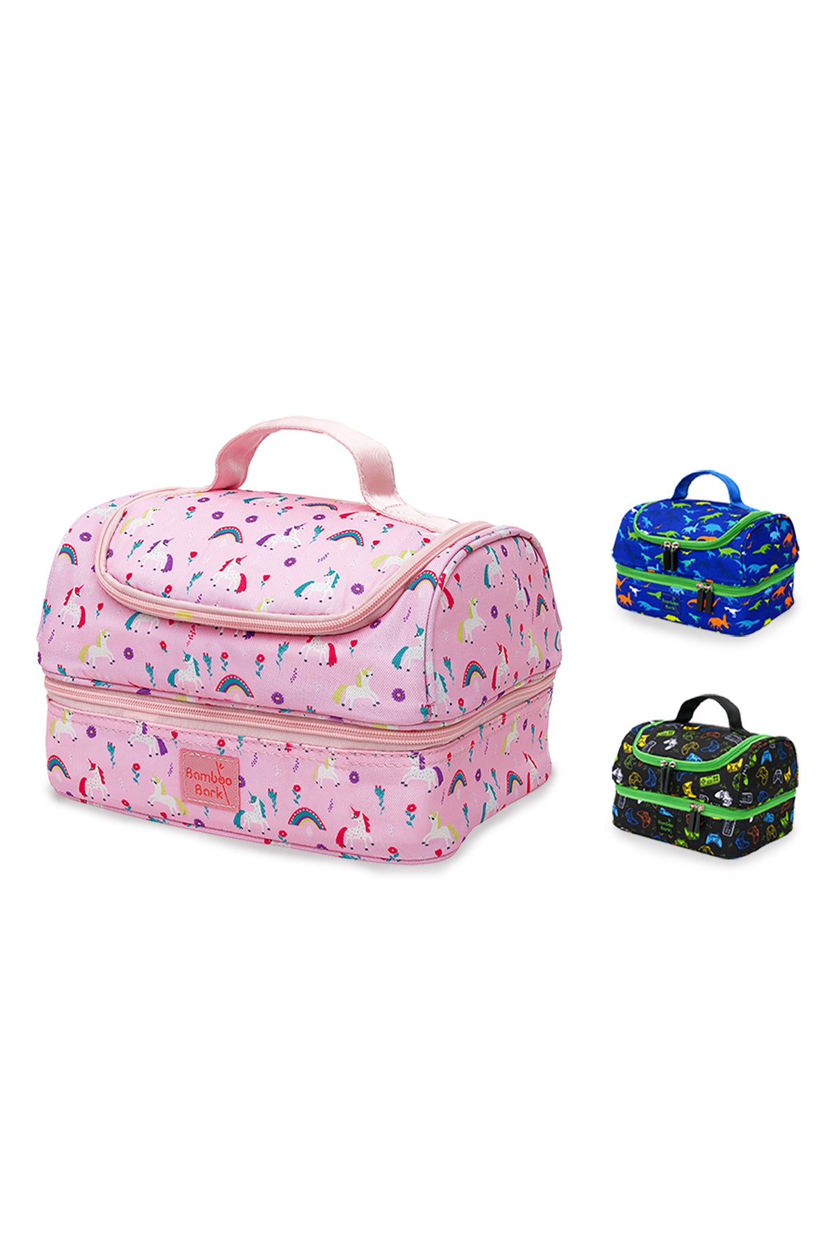 Bamboo Bark kids childrens double layer insulated lunch bag for school, picnic, nursery, toddler