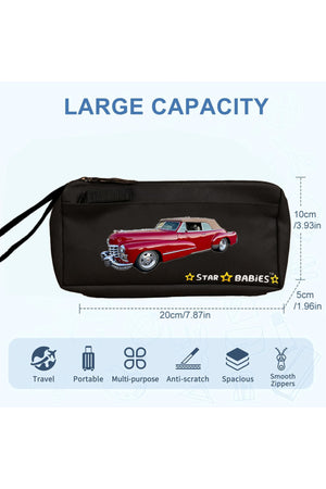 Star Babies Retro Car themed Pencil Case, 3 to 6 Years, Water resistant - Black