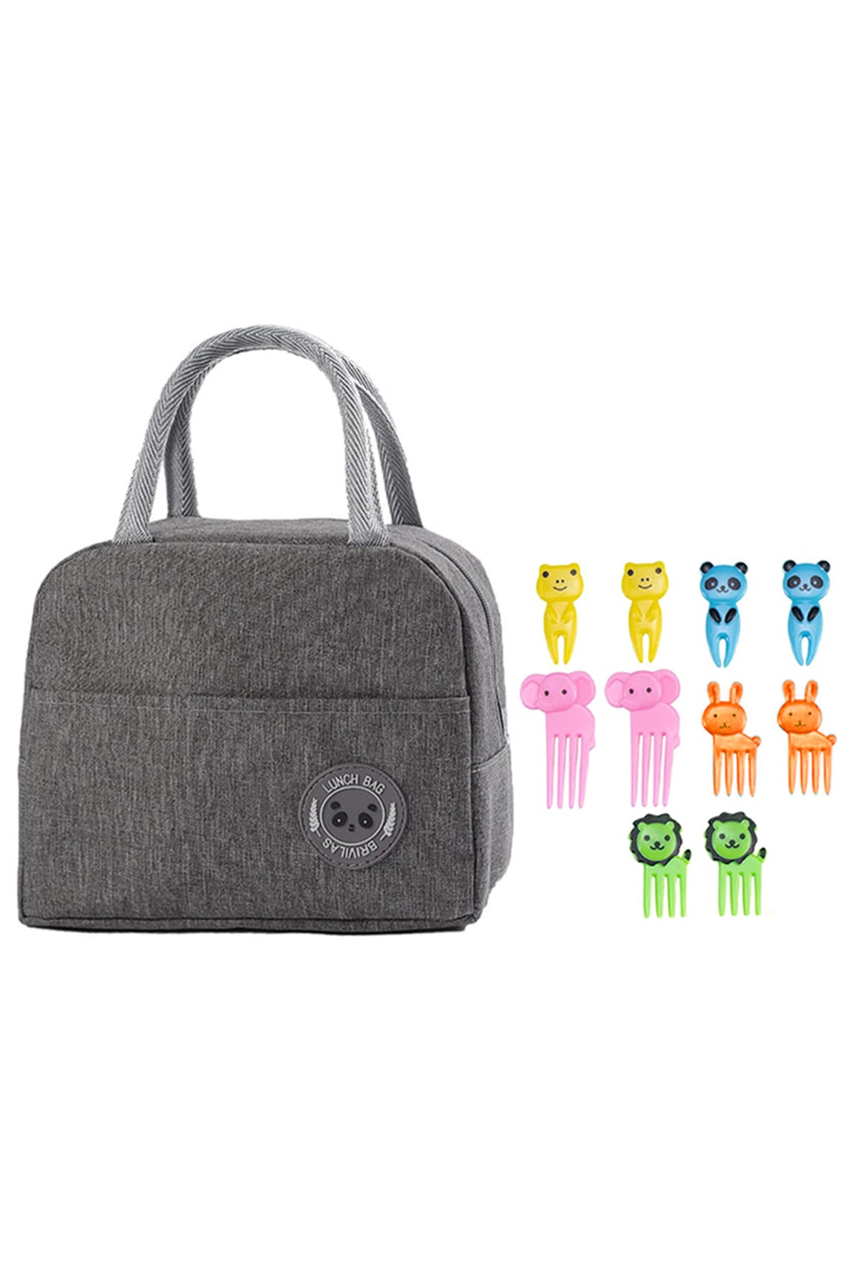 Star Babies - Insulated Mini Lunch Bag With Fruit Picks - Grey - 11 Pcs