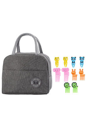 Star Babies - Insulated Mini Lunch Bag With Fruit Picks - Grey - 11 Pcs