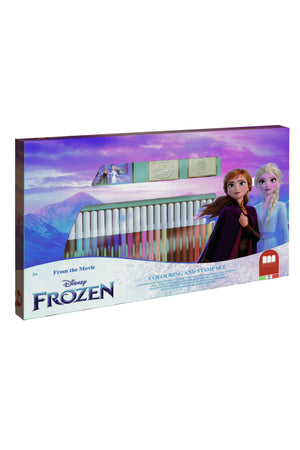 Disney Frozen II 36-Piece Art Set for Kids – 36 Felt Tip Pens, 3 Stamps, 1 Ink Pad & Coloring Book | Creative Stationery Gift Set for Girls & Boys